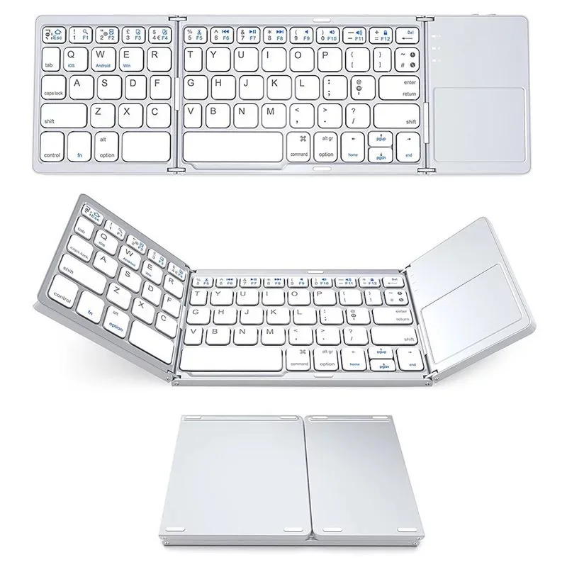 

Tri-Folded Fodable Light-Handy Bluetooth Keyboard Mini Wireless Keyboard for Laptop ipad ios