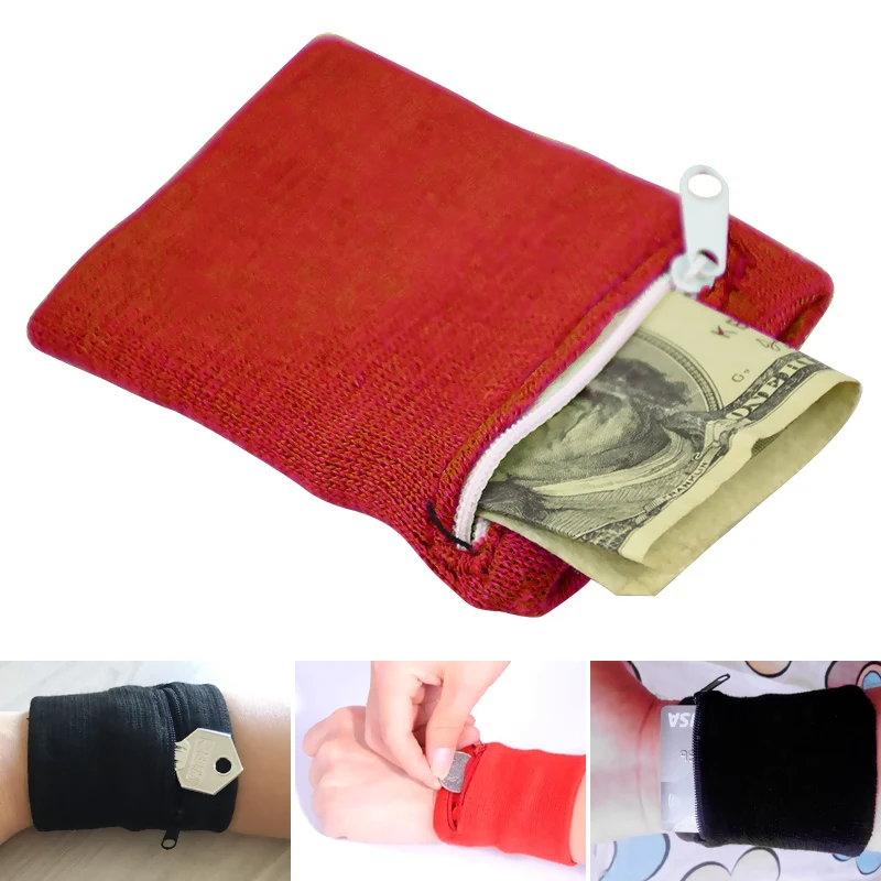 

1PC Zipper Wrist Wallet Pouch Running Sports Arm Band Bag For Key Card Storage Bag Case Badminton Basketball Wristband Sweatband