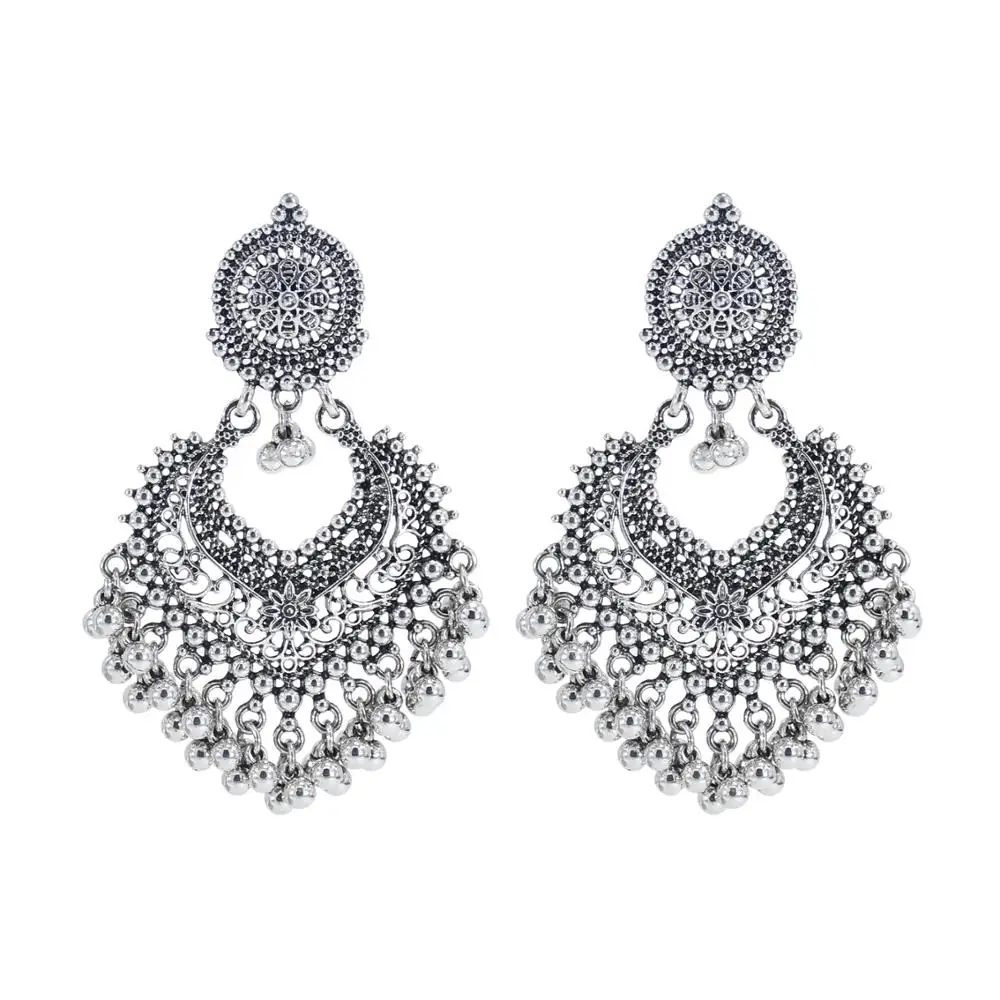 Женские винтажные серьги Jhumka в стиле бохо индейские цвет оксидированного