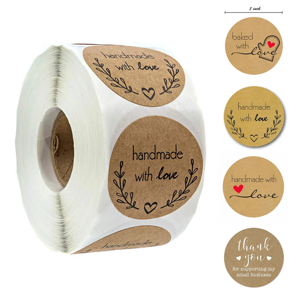 Круглый натуральный спасибо Крафт Стикеры этикетки для печати ручная работа