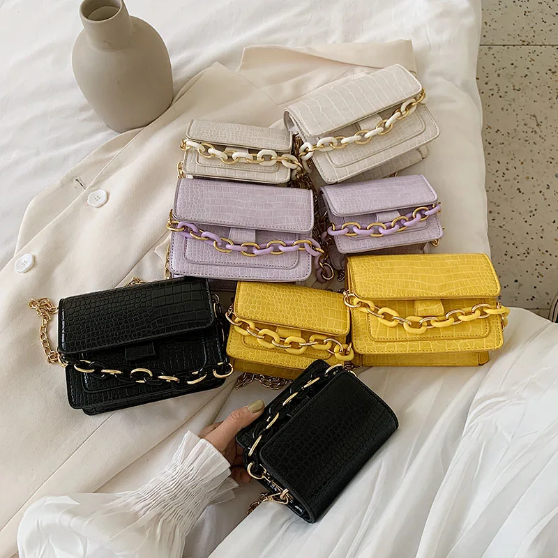 Модные маленькие однотонные сумки-Кроссбоди из искусственной кожи для женщин