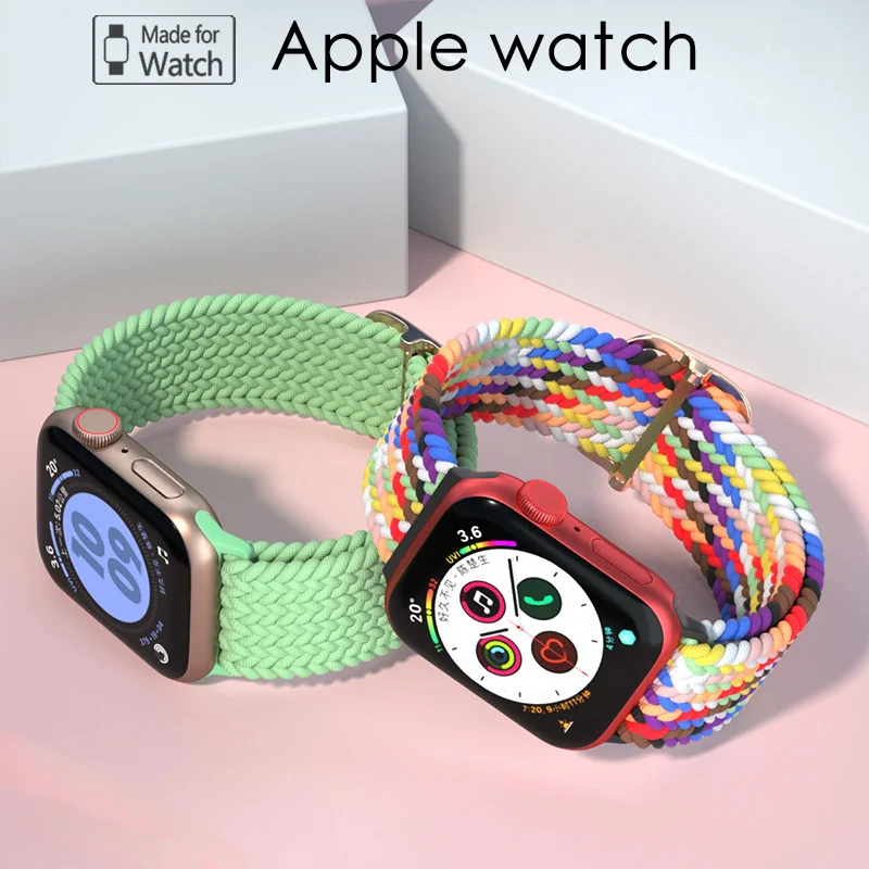 

Braided Solo Loop For Apple watch band 44mm 40mm 38mm 42mm Adjustable Elastic Nylon belt bracelet iWatch series 3 4 5 se 6 strap