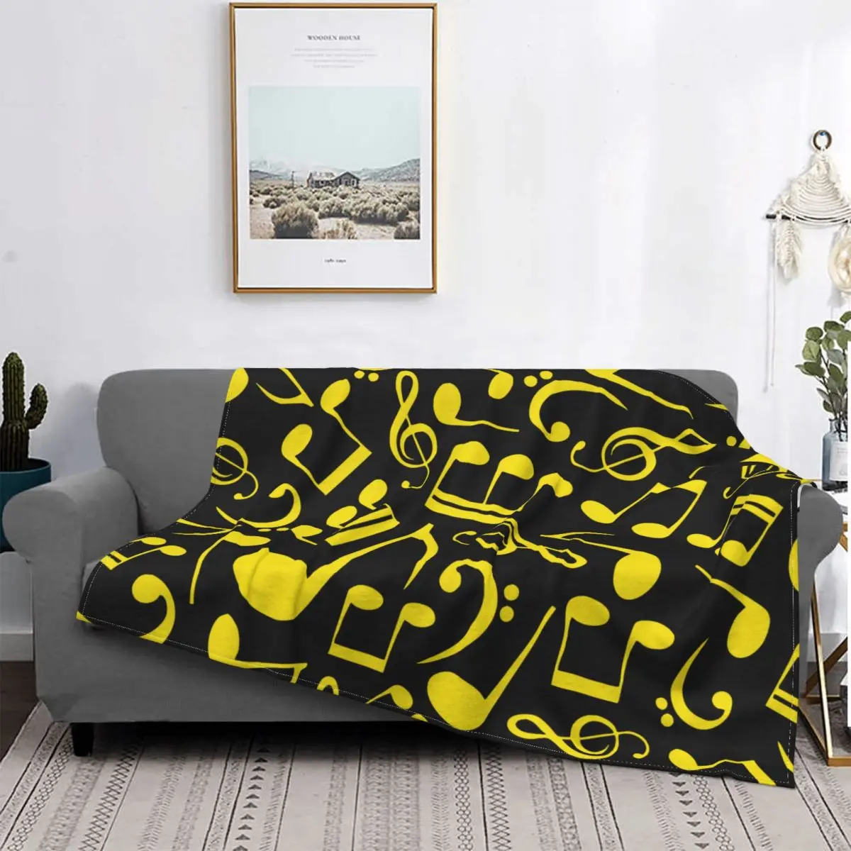 

Флисовый текстильный одеяло с узором в виде музыкальных нот, Классическая мелодия, дышащие мягкие одеяла для дома, путешествий, плюшевое од...