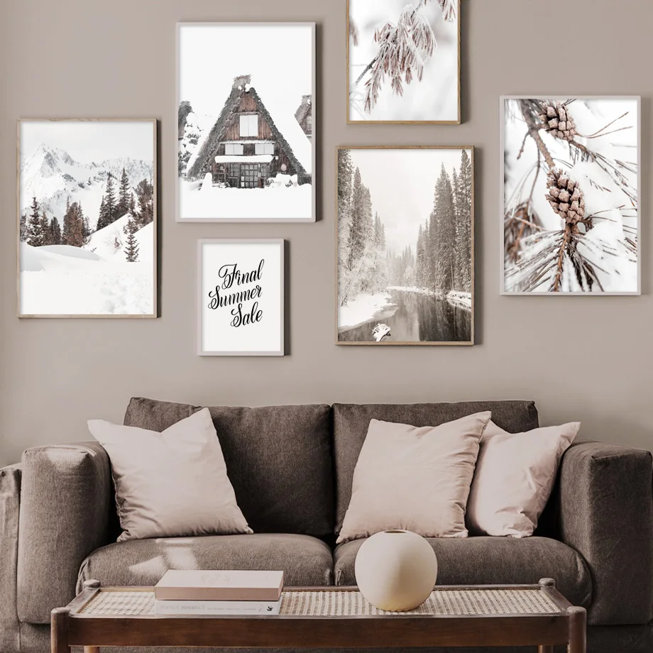 Настенная Картина на холсте с изображением снежной совы леса сосны орехов