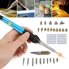 30 шт. 60 Вт ручка для сжигания дерева, паяльник, набор инструментов, искусственная латунь с наконечниками, инструмент для гравировки, устройство для сжигания дерева, резьба по дереву