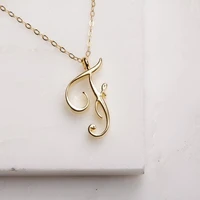 cursive english letter name sign f monogram pendant chain necklace alphabet initial friend family lucky gift necklace jewelry