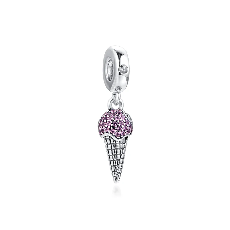 Pave Ice Cream Cone Dangle Charm Fits Sterling Silver Jewelry Charms Bracelets For Woman Beads Making | Украшения и аксессуары