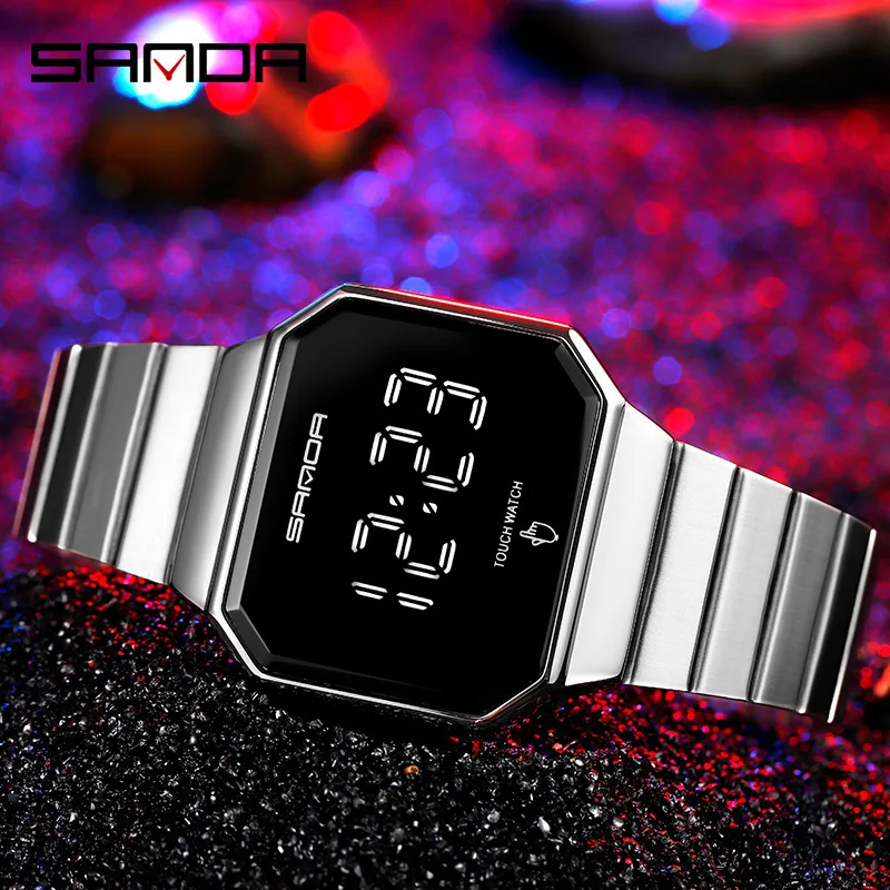 

SANDA Trend Fashion Women Men Led Digital Watches Personality Night Light Waterproof Couple Watch Multi-functional Sports Clock