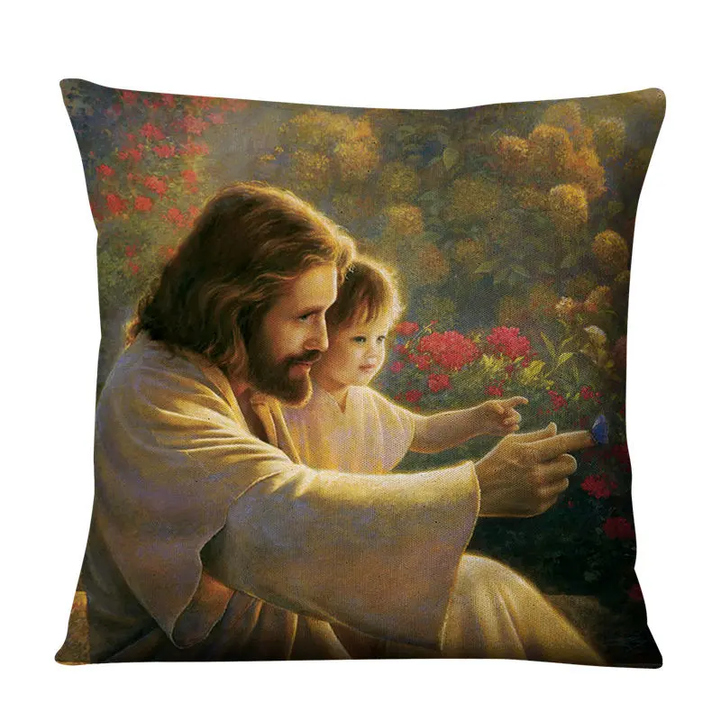 Картина маслом Христос наволочка Ретро льняная печать фотография Подушка Чехол