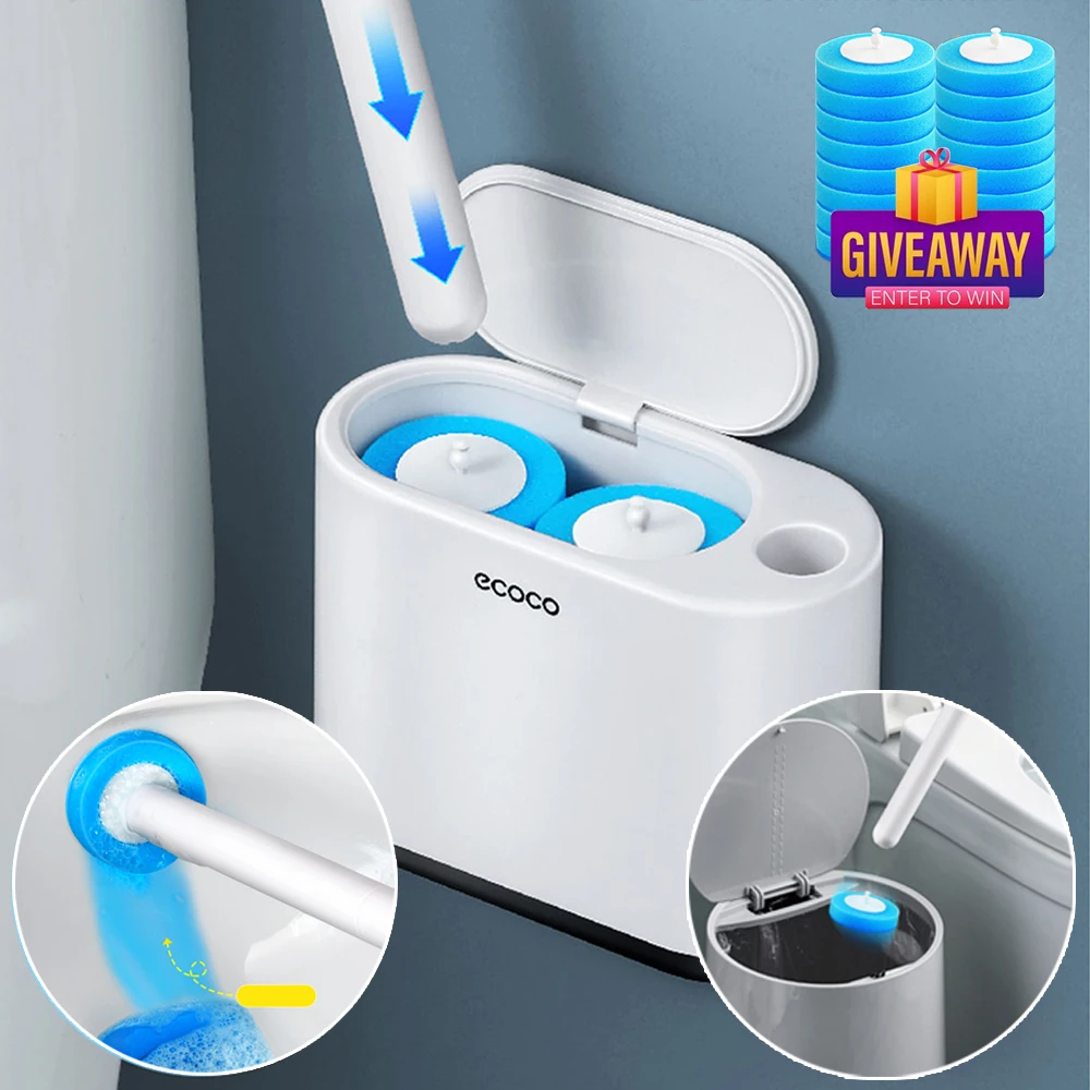 

Ecoco Disposable Toilet Brush With Cleaning Liquid Toilet Long Handle Replacement Brush Head Cleaner Set For Bathroom