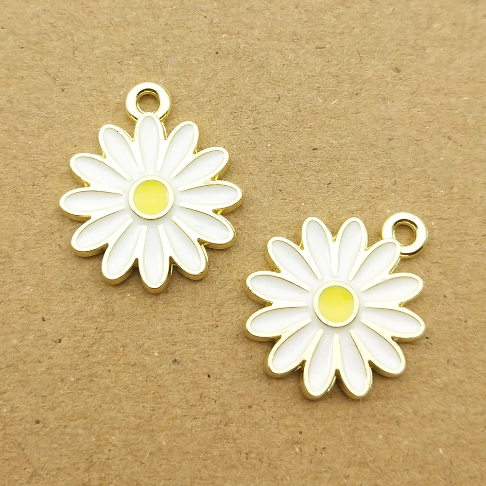 10 шт. эмалевые Подвески в виде Маргаритки