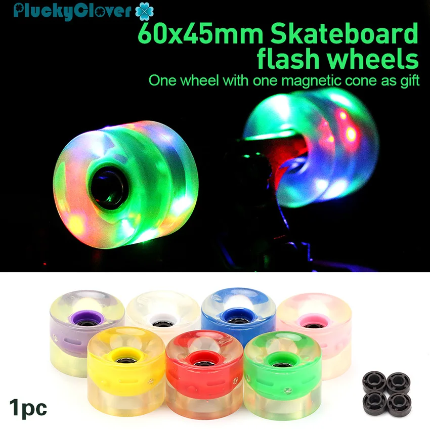 1 шт. Led flash Cruiser скейтборд колеса 60x45 мм PU 85A Пенни доска в виде банана улица