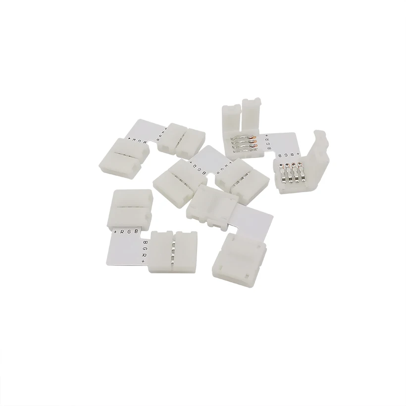 4Pin 10mm RGB L Shape Right Angle 90 Degree Corner Solderless Connecting LED Connector for 5050 Strip Light | Обустройство дома