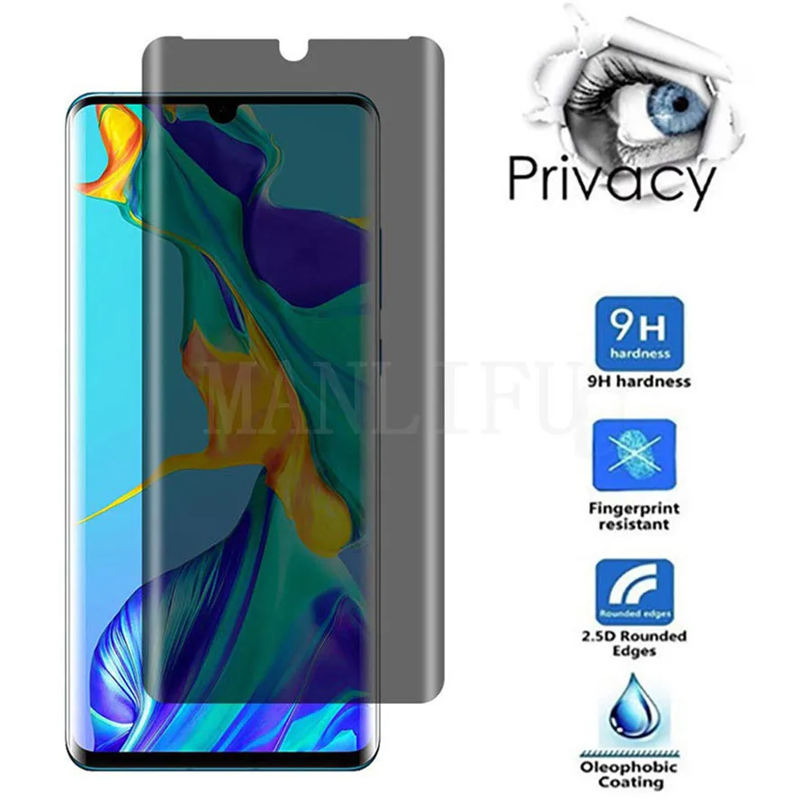 Изогнутое антишпионское закаленное 3d стекло MANLIFU для Huawei P30 Pro Защитная пленка с