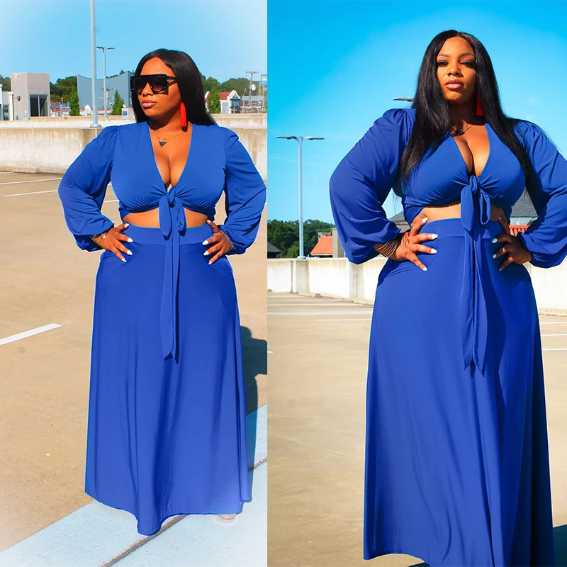 

2021 plus-size two-piece high-waisted dress for women