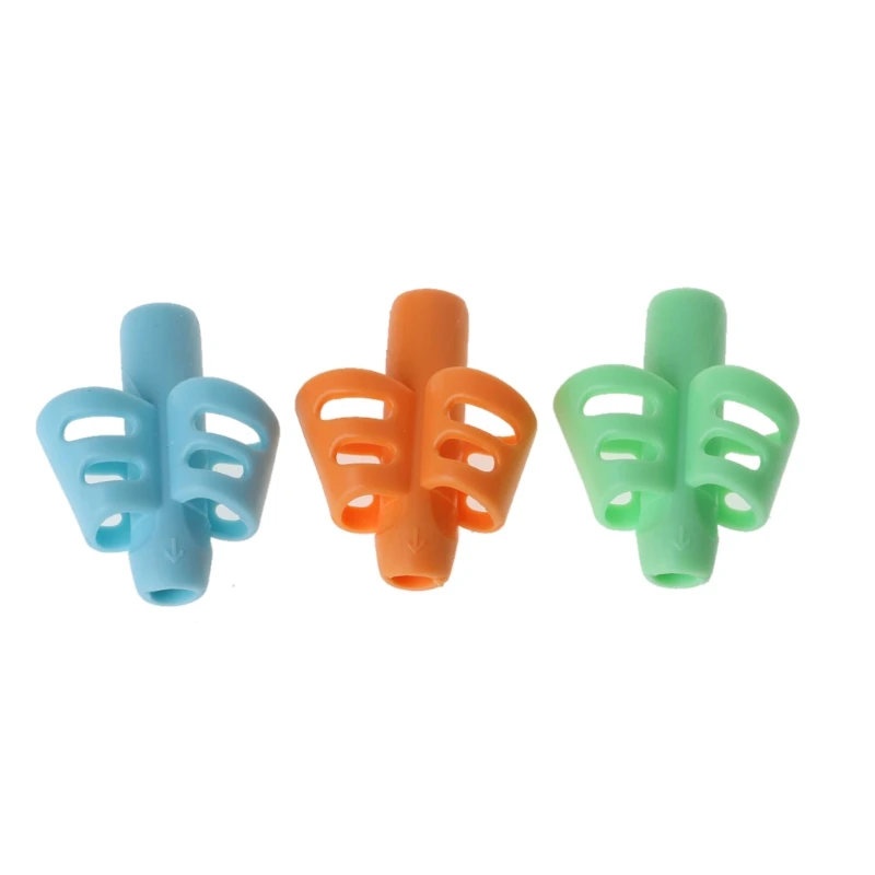 

P82F 3Pcs Two-finger Grip Silicone Baby Pencil Holder Learn Writing Tools Writing Pen