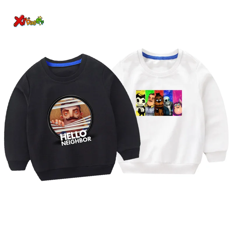 Детский милый свитшот детские толстовки футболка с рисунком hello neighbor длинным