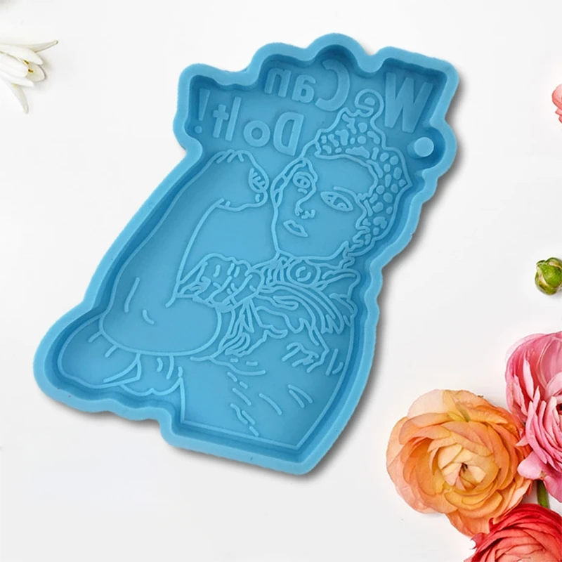 

We Can Do It Keychain Epoxy Resin Mold Jewelry Necklace Pendant Silicone Mould