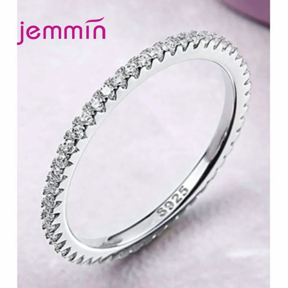 Simple Full Cubic Zircon Inlay Paved Round Circle Ring Fine Jewelry 925 Sterling Silver Brilliant Stackable Finger Accessories | Украшения