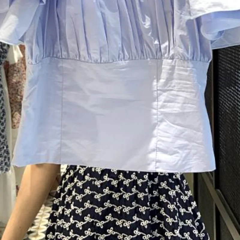 Шикарная женская блузка Nomikuma с оборками и пышными рукавами корейский квадратный