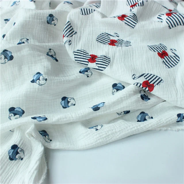 

Dandelion Fabric Drape Cotton and Linen Double Gauze Crepe Baby Clothes Fabric Ladies Skirt Sleepwear Fabrics DIY Tissue