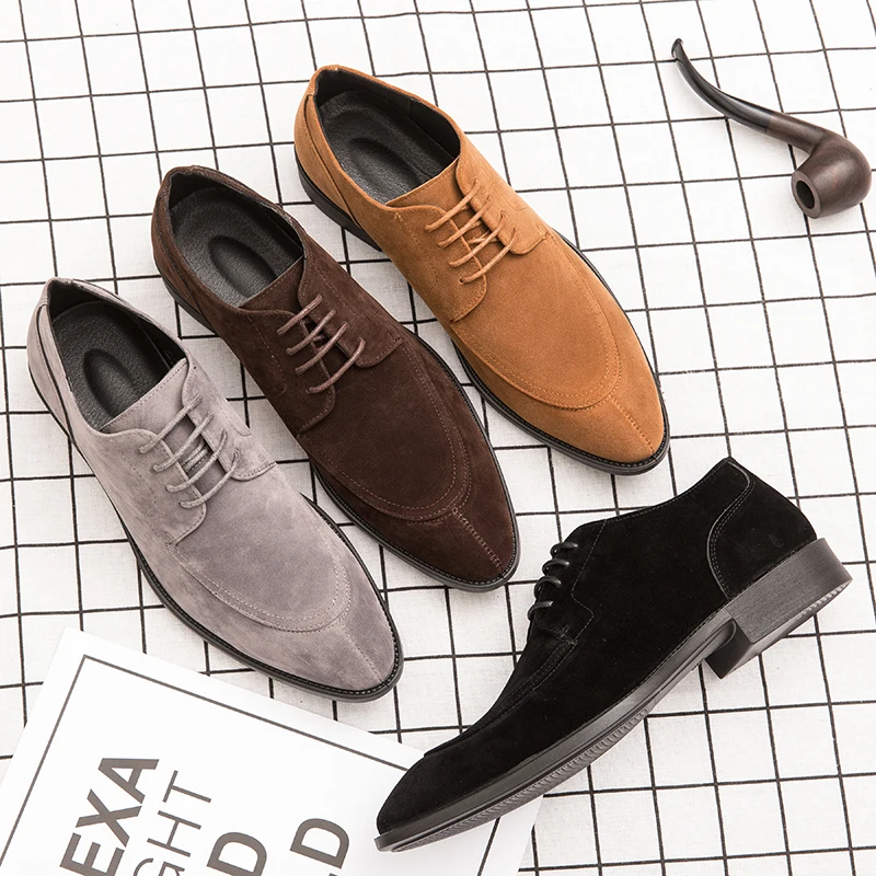

Fashion Luxury brand Leather Oxford Shoes Men Business Shoes Soft Breathable Men Formal Shoes Pointed Toe Cow suede shoes *68505