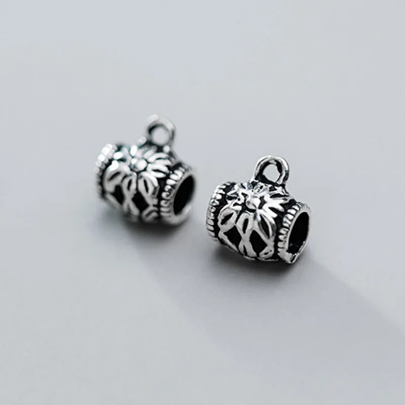 

925 Sterling Silver Necklace Bail Beads Craftwork Handmade Thai Silver Barrel Connector Tray Charms DIY Jewelry Making Supplier