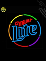 miller lite multi color circle neon sign neon light sign galss bright color pub bar signs tube neon shop budweiser neon sign