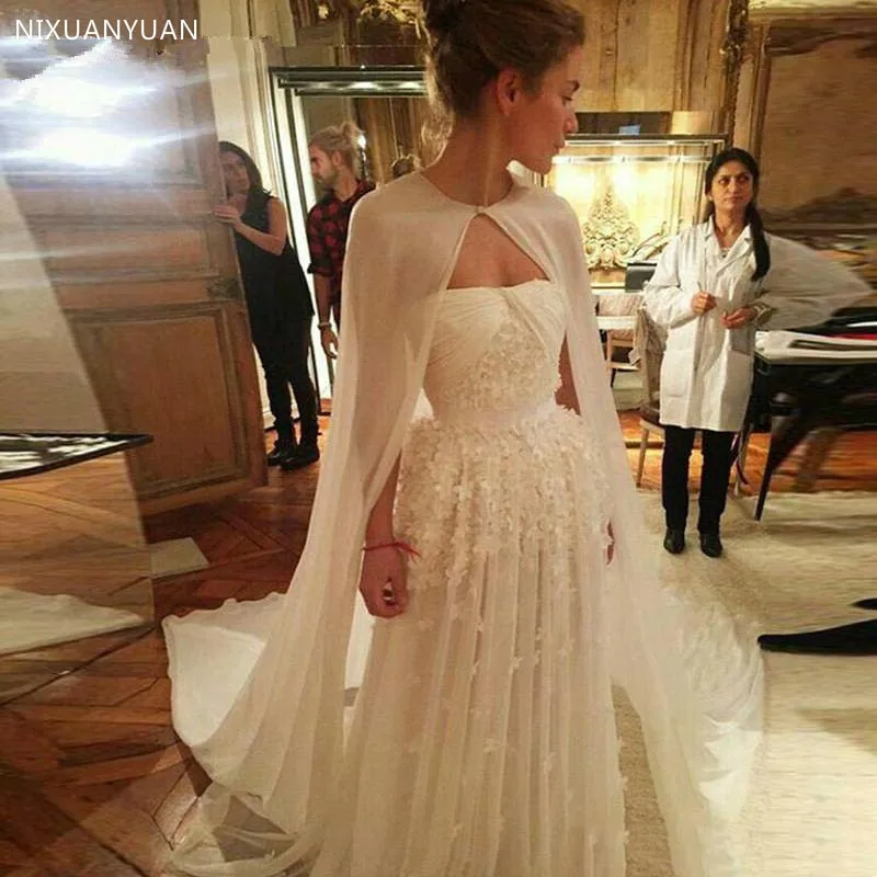 

Длинная шифоновая Однослойная Свадебная накидка, простая элегантная Свадебная куртка без рукавов, дешевые шорты