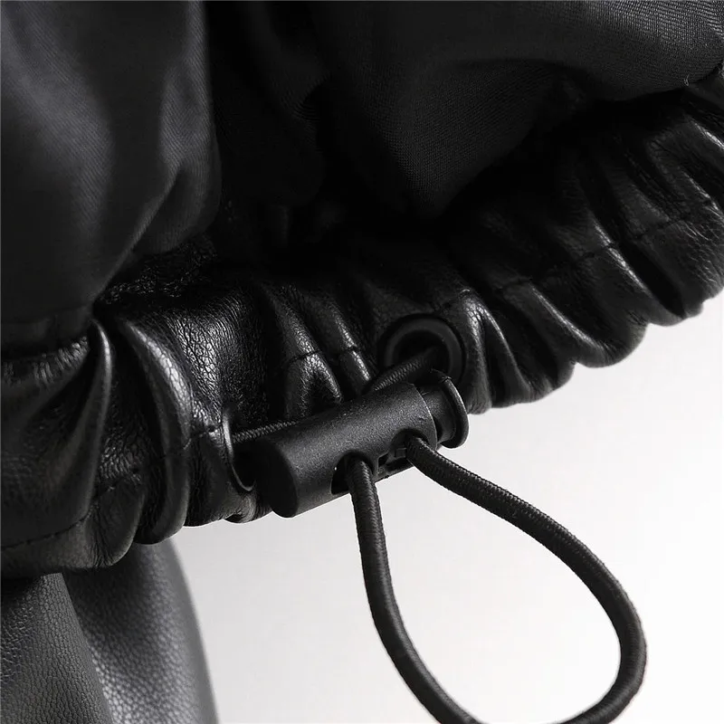 

Women Black Fur Faux Leather Jacket Coat Oversized Zipper 2020 Winter Female Pu Turn Down Collar Jacket Parkas