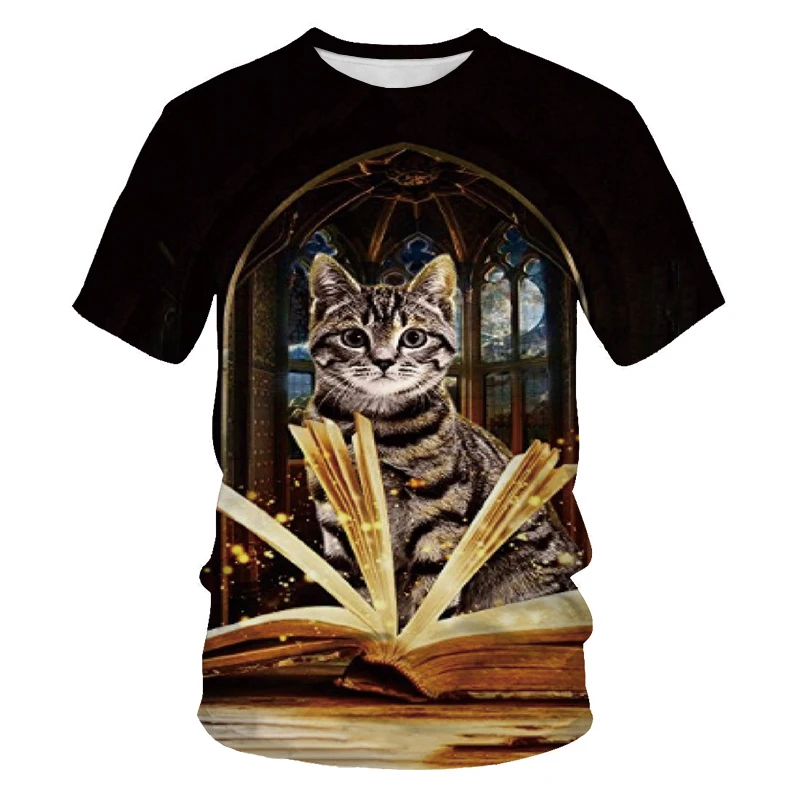 

2021 summer fashion Black and white cat 3D printing tshirt harajuku Print tshirt Funny cat shirt tshirts big size 6x
