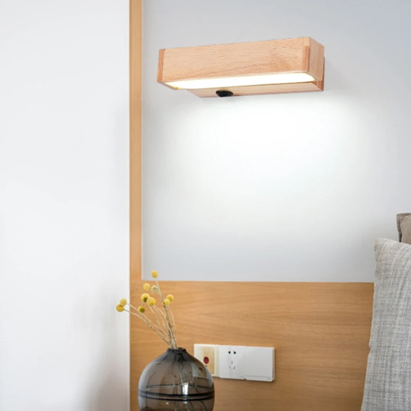 

Nordic Style Simplicity Wooden LED Modern Adjustable Lighting Bar Restaurant Living Room Porch Wall Lamp Corridor Decoration