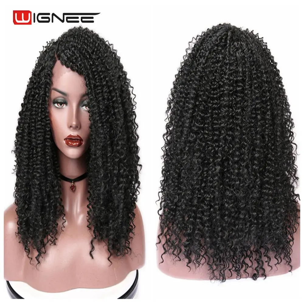 Wignee афро кудрявые волосы синтетический парик фронта шнурка для черных женщин