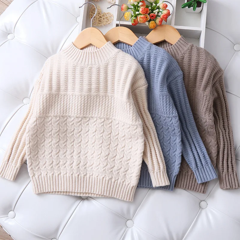Вязаный свитер с крученой вязкой для мальчиков и девочек Осенний Детский 2019 года