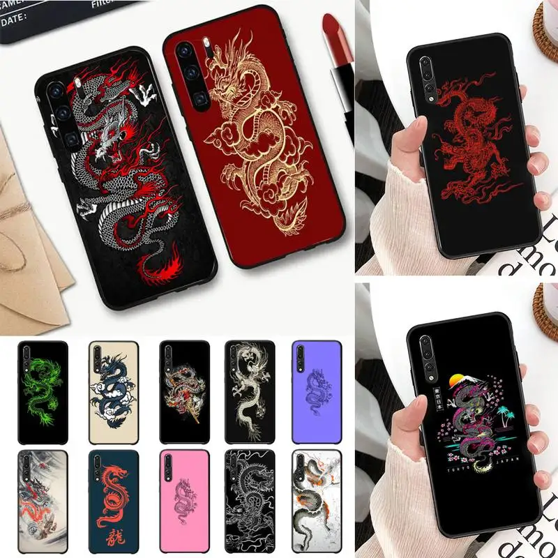 

Japanese DRAGON aesthetic Phone Case For Huawei P20 P30 P9 P10 plus P8 lite P9 lite Back Coque for Y62019 Mate20lite Cover