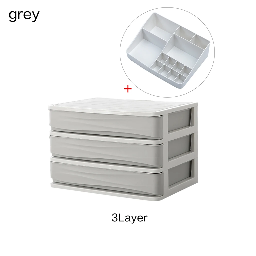 3Layer-grey Пластиковая коробка большой емкости, ящик для хранения косметики, органайзер, коробка для дома, телефона, для мелочей, стойка для ухода, дропшиппинг - Цвет: 3Layer-grey