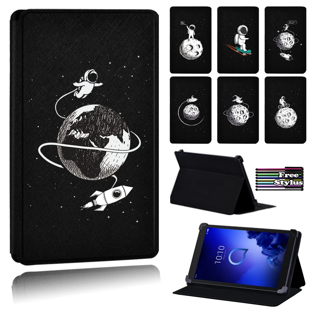 

Astronaut Printing PU Leather Flip Tablet Case for Alcatel 1T 7" 10"/Alcatel 3T 8" 10"/Alcatel A3 10" + Free Stylus