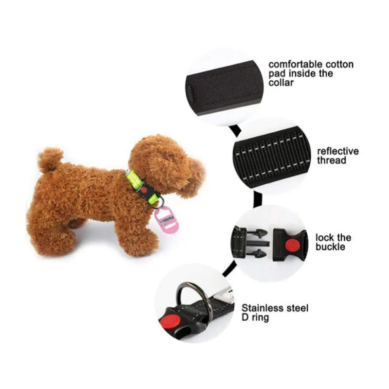 Светоотражающий нейлоновый ошейник для собак ночник маленьких и средних