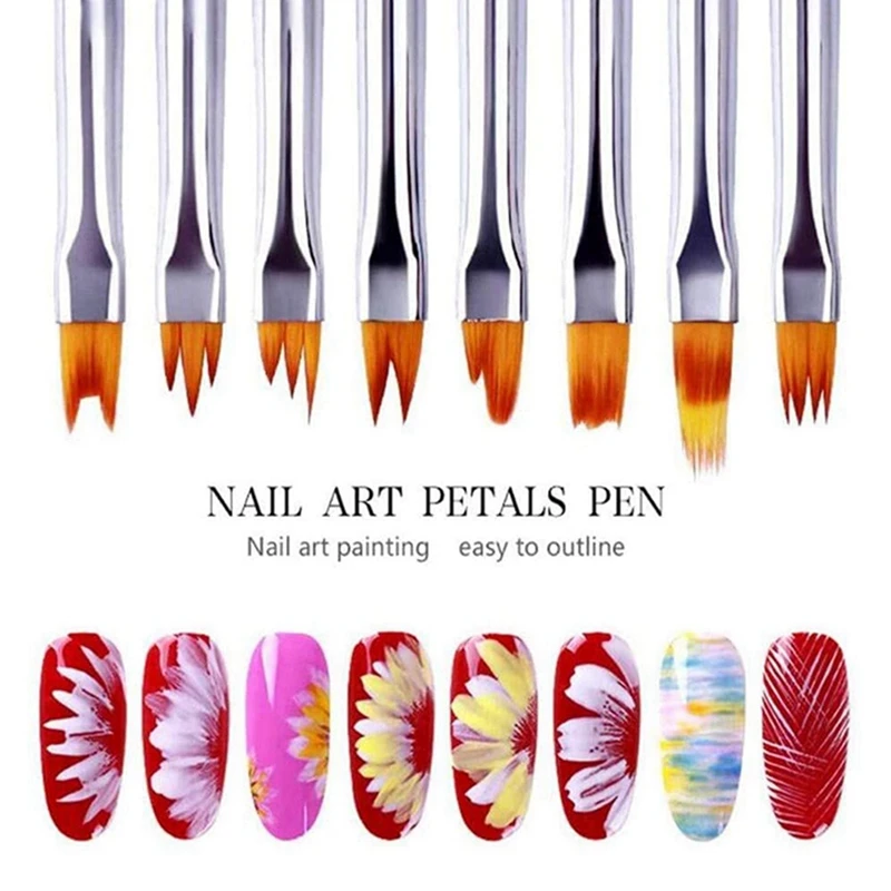 

20 Pcs Round Pointed Tip Paintbrushes Hair Paint Brushes & 8Pcs Nail Pen Paint Pen Set Black Petal Pen Nail Brush