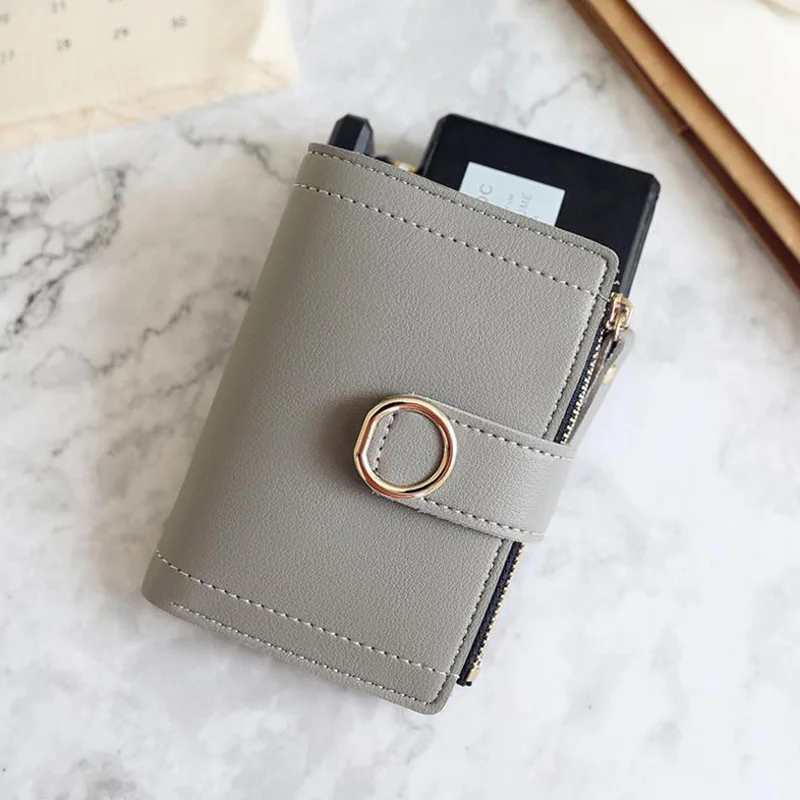 Gray Women Wallets Small Fashion Brand Leather Purse Ladies Card Bag For Women Clutch Women Female Purse Money Clip Wallet - Цвет: Gray