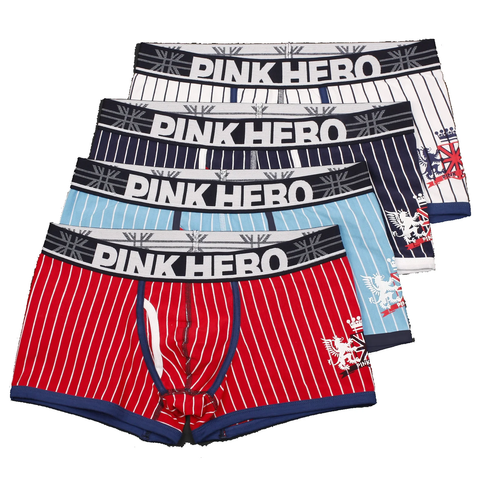 4 шт. в партии, для детей ростом от Лидер продаж! Pink Heroes, Модный классический полосатый Для мужчин нижнее белье мужские хлопковые трусы Для мужчин удобные шорты-боксеры