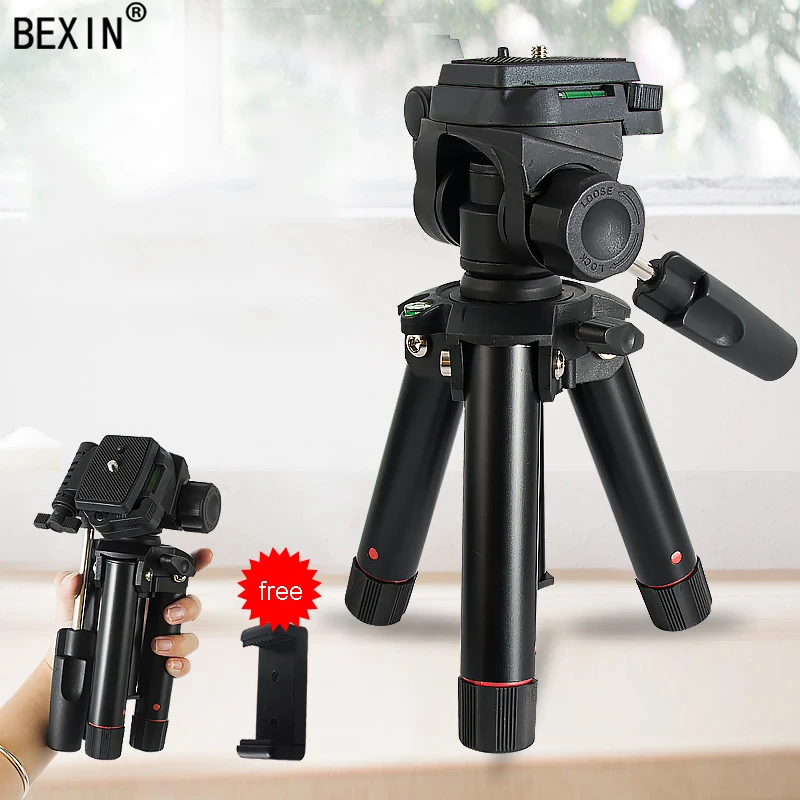 Mini Tripod With Handle Macro 360 Pan Head + Phone Holder for Camera Smartphone