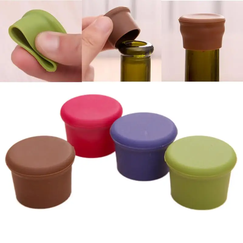 

Silicone Wine Bottle Stopper Leak Free Wine Bottle Cap Fresh Keeping Sealer Beer Beverage Champagne Closures For Bar Accessories