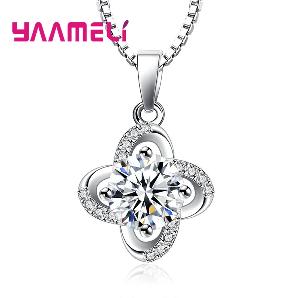 

925 Sterling Silver Romantic Necklace Set for Women Girls Lover's Gift Flower Cube LOVE Jewelry For Anniversary/Engagement
