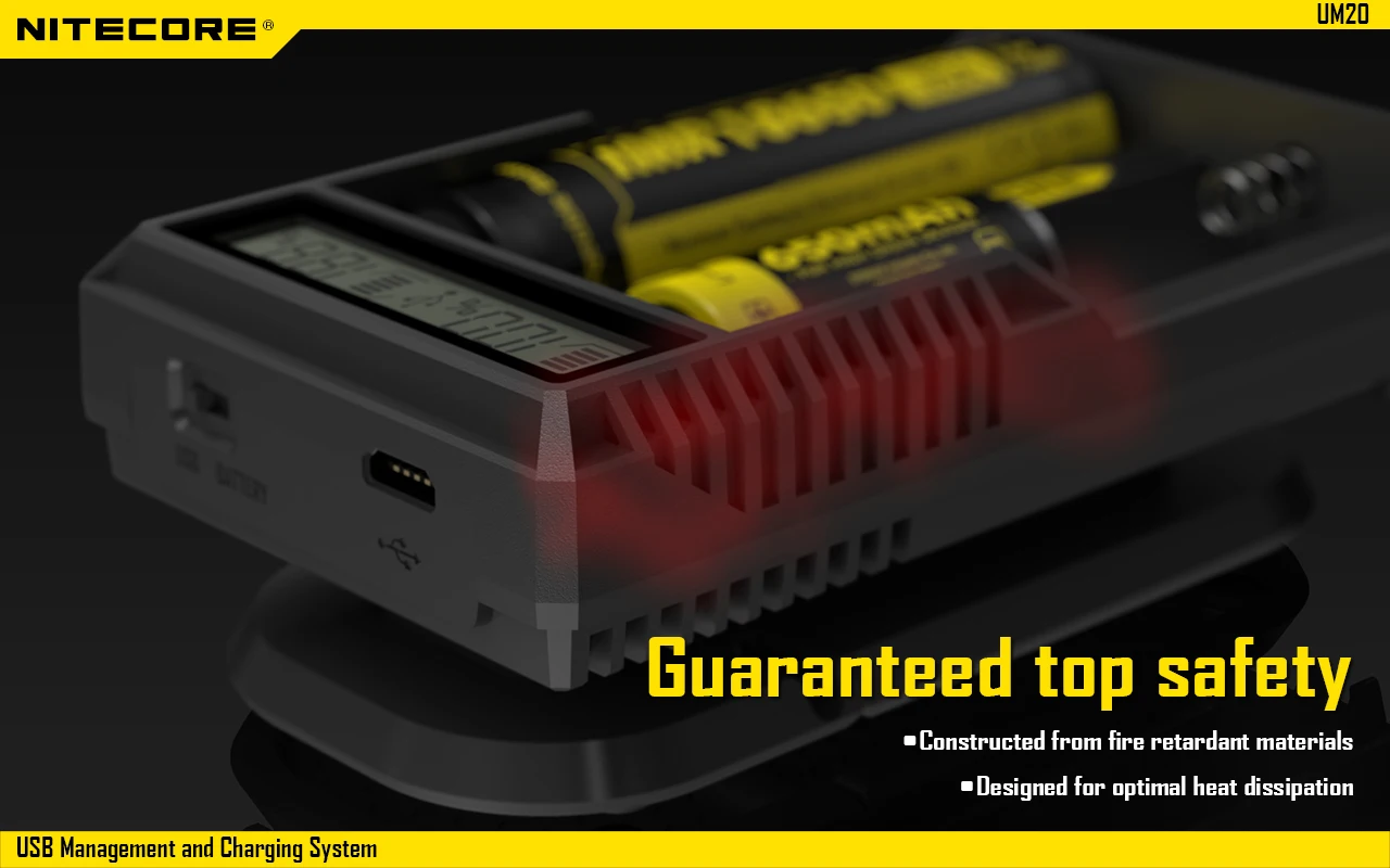 Nitecore UM2 UM4 ЖК-дисплей QC2.0 USB зарядное устройство UM10 UM20 18650 18350 16340 14500 анти короткая схема литий-ионная батарея зарядное устройство s