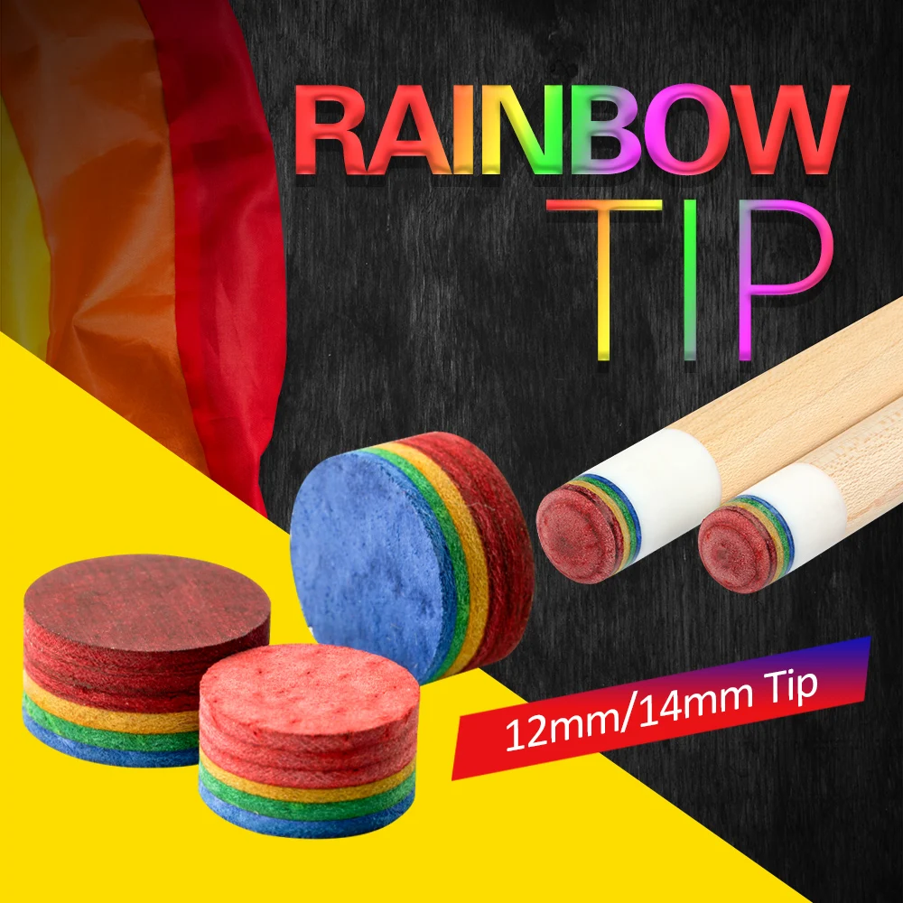 

Rainbow Tip Billiards Pool Cue Tip 14mm S/M/H Multi-Layers Pool Cue Stick Tip Professional Durable Billiard Accessories