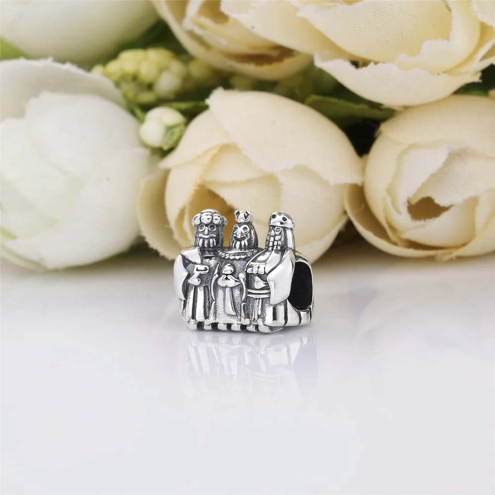 Moonmory чистый 925 пробы серебряные подвески Tres Reyes Magos Descatalogado бусины Три короля