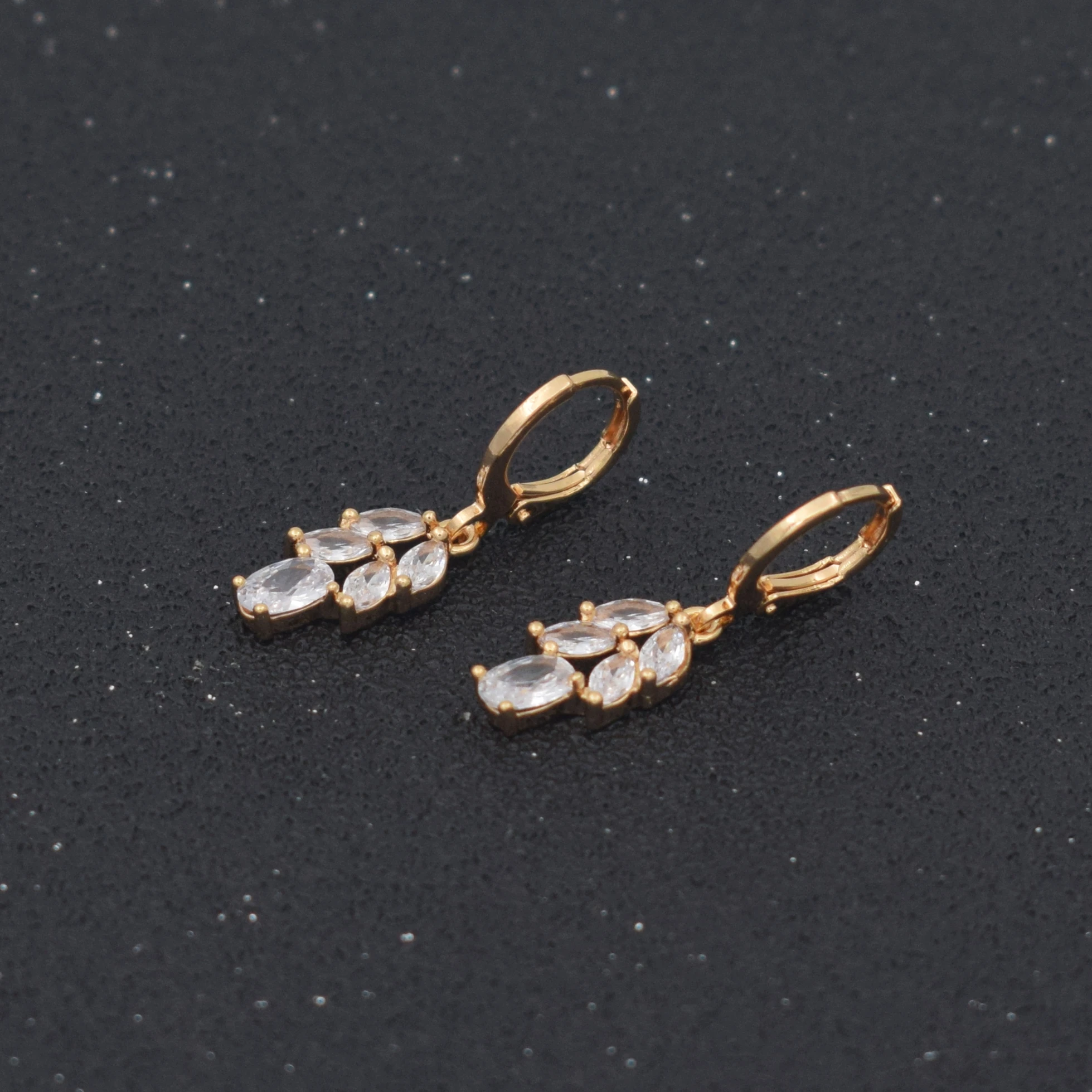 Модные серьги из розового золота для женщин Висячие длинные Кубического