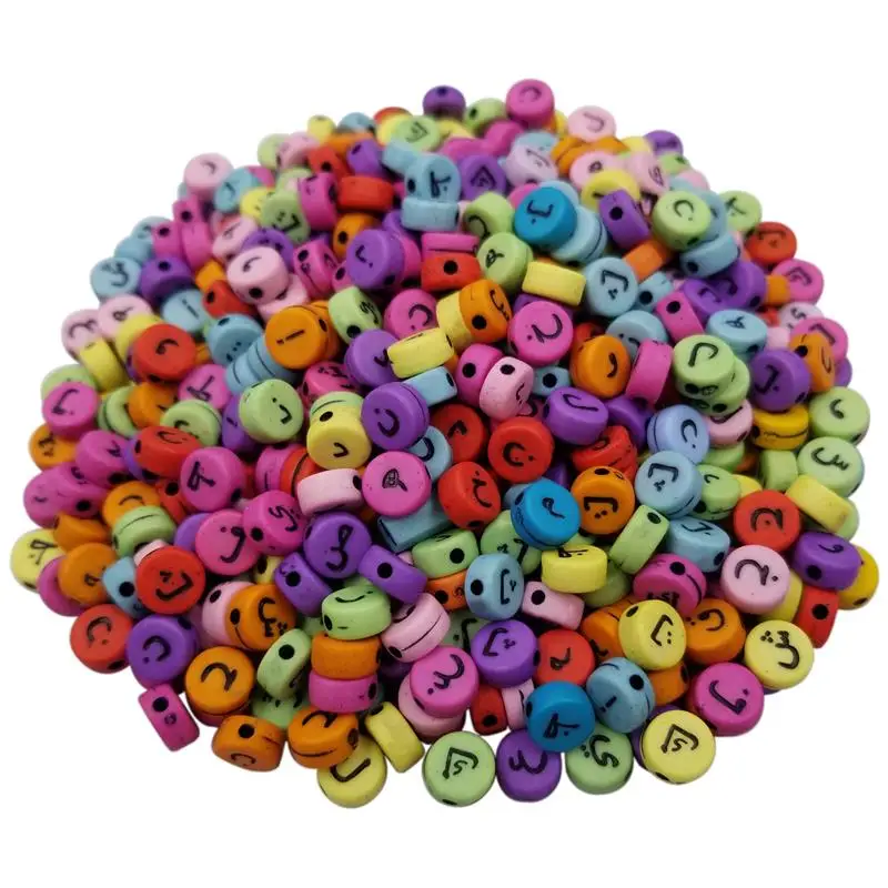 

100PCS 7mm Mixed Arabic alphabet Beads Flat bead Loose Spacer Beads For Jewelry Making Handmade Diy Bracelet Necklace