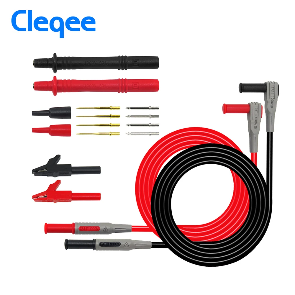 Cleqee P1300 Series Replaceable Multimeter Probe Test Hook&ampTest Lead kits 4mm Banana Plug Alligator Clip stick | Инструменты